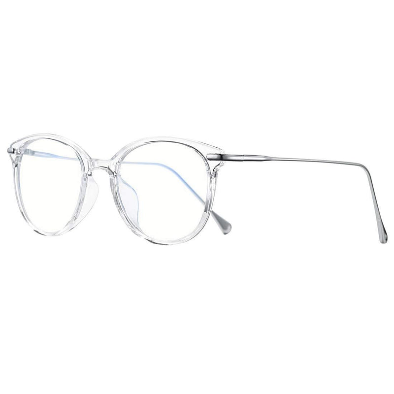 COASION Blue Light Blocking Glasses for Women Vintage Round Anti Blue Ray Computer Game Eyeglasses Small Face A1* Transparent/Silver 48 Millimeters