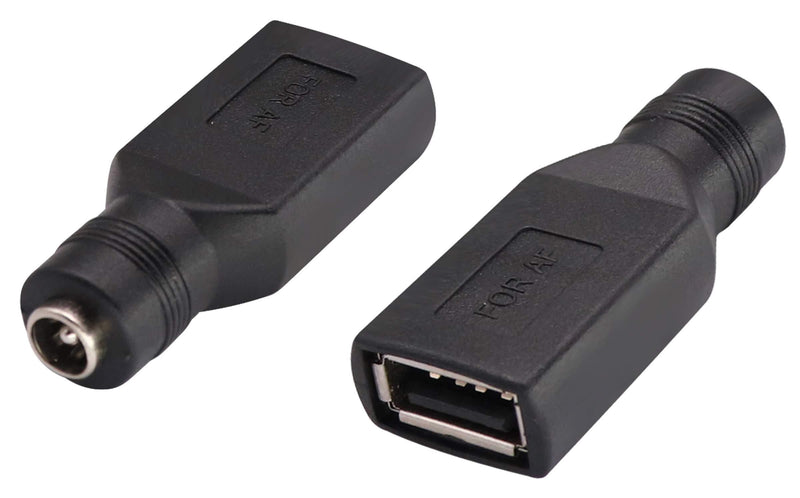 AAOTOKK USB 2.0 A Female to DC 5.5x2.1mm DC Connector Charge Barrel Jack Power Adapter USB 5V Connector, (Max 2.5 Ampere Power Adapter) for DC or USB Charging Device (2Pack-USB A) USB A