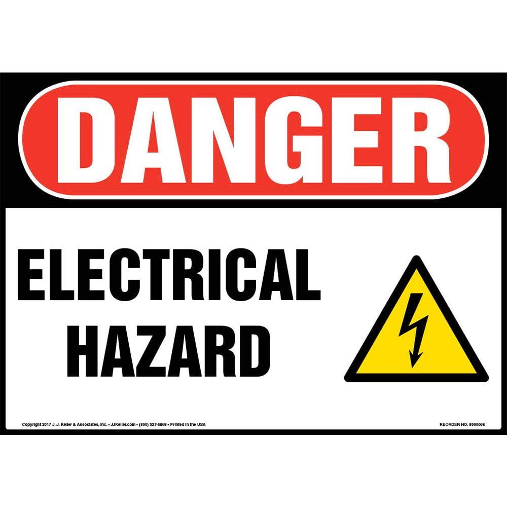 Danger: Electrical Hazard Sign - J. J. Keller & Associates - 14" x 10" Laminated Plastic with Rounded Corners for Indoor/Outdoor Use - Complies with OSHA 29 CFR 1910.145 and 1926.200