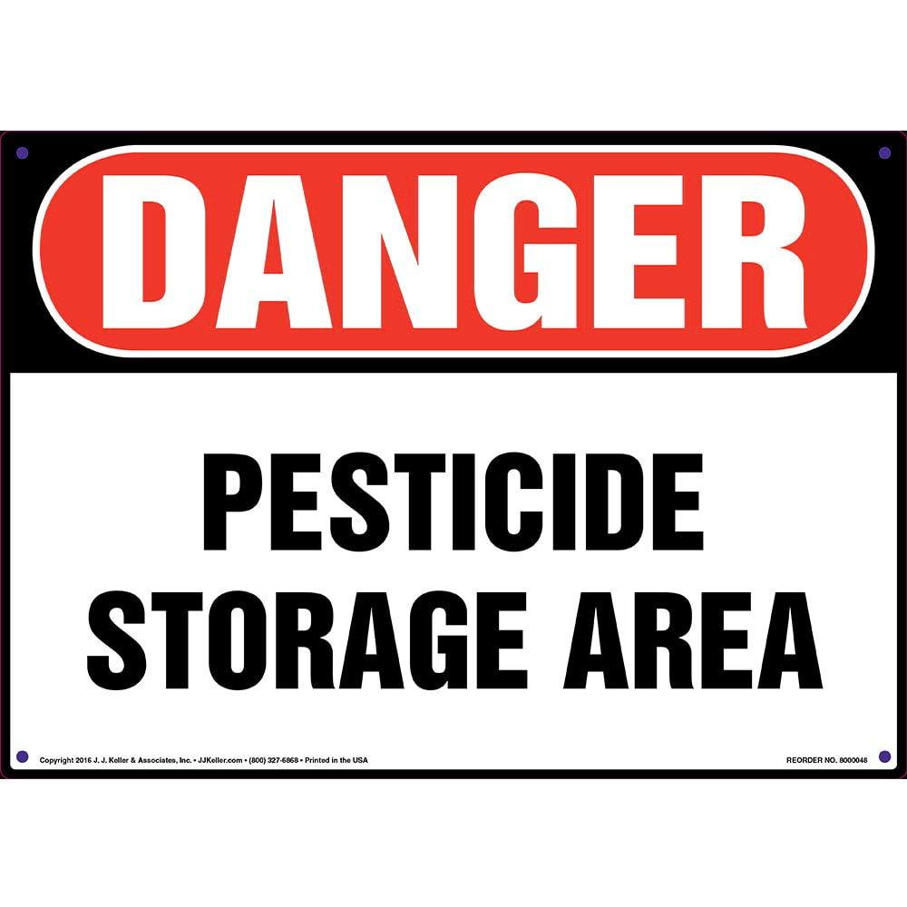 Danger: Pesticide Storage Area Sign - J. J. Keller & Associates - 10" x 7" Plastic with Rounded Corners for Indoor/Outdoor Use - Complies with OSHA 29 CFR 1910.145 and 1926.200