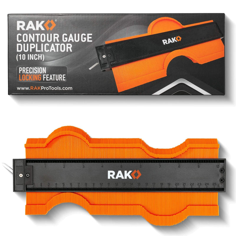RAK Contour Gauge Shape Duplicator (10 Inch Lock) Template Tool with Adjustable Lock Precisely Copies Irregular and Awkward Shapes - Great Tool for DIY Handyman, Construction 10 Inch