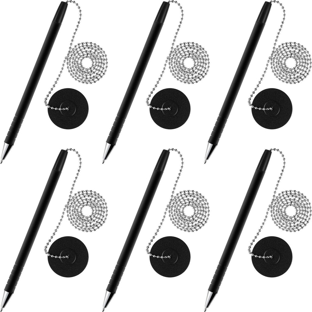 Secure Pen with Adhesive Pen Chain and Security Pen Holder for Home Office Supplies, Black Ink (6 Pieces) 6