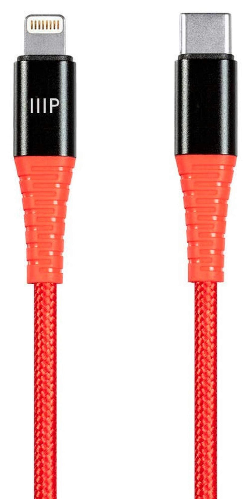 Monoprice 138394 Apple MFi Certified Lightning to USB Type-C and Sync Cable - 6 Feet - Red, Kevlar-Reinforced Nylon-Braid, Durable, Rapid Charge, Compatible with Apple iPhone - AtlasFlex Series Lightning to USB-C