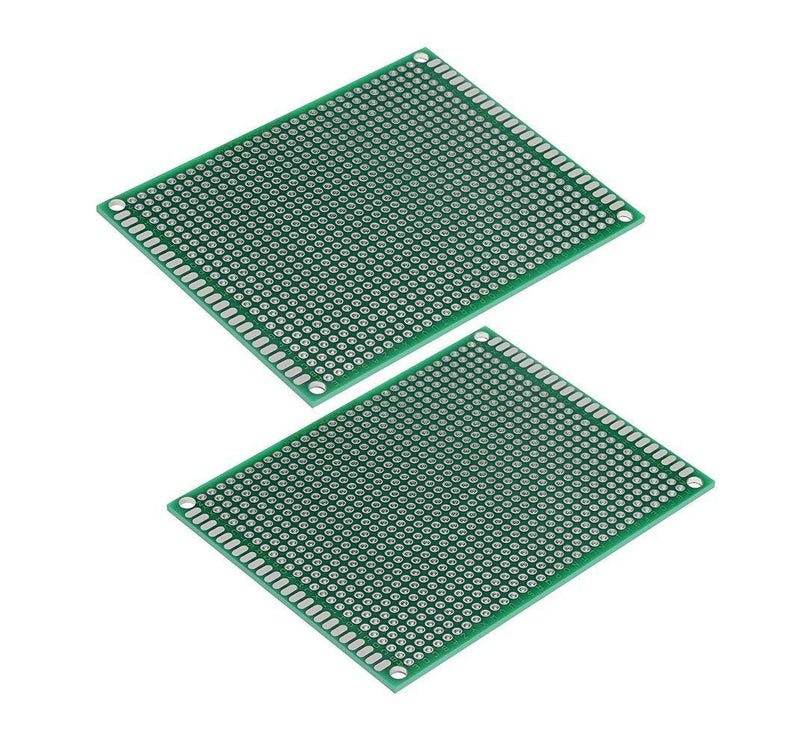 LampVPath (Pack of 2) PCB Prototype Board, Double Sided PCB Proto Board for DIY Solder Breadboard, 7cm X 9cm(2.756" X 3.543") Universal Printed Circuit Board 7x9-2PC