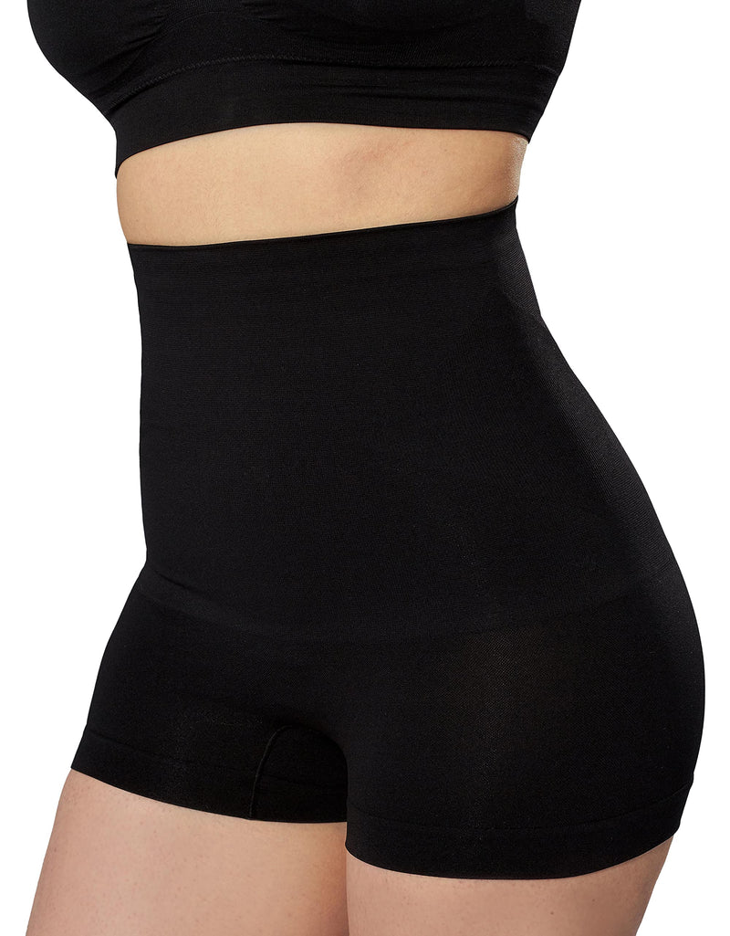 Shapermint High Waisted Body Shaper Boyshorts Tummy Control Waist Slimming and Back Smoothing Shapewear for Women Plus Size Black Small