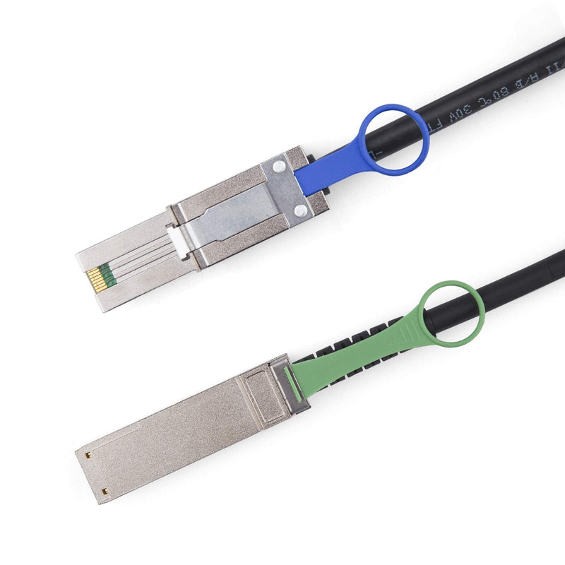 #10Gtek# QSFP (SFF-8436) to MiniSAS (SFF-8088) DDR Hybrid SAS Cable, 100-Ohm, 1-m(3.3ft) 1m SFF-8436 to SFF-8088