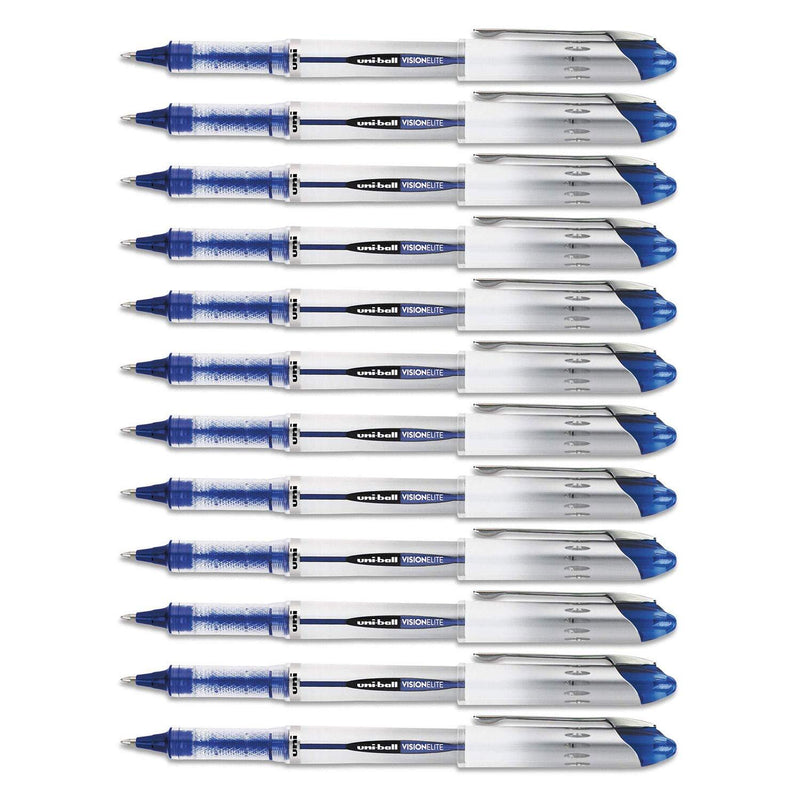 Uni-Ball Vision Elite Stick Rollerball Pen, 0.8mm, Bold Point, Blue Ink, 12-Count