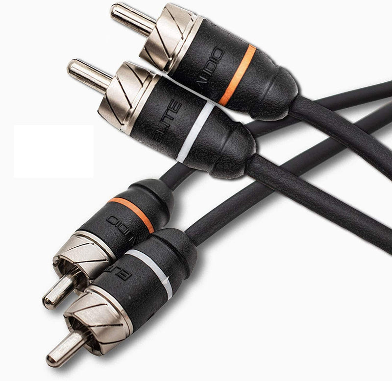 Elite Audio Premium Series 100% OFC Copper RCA Interconnects Stereo Cable, 2 Channel 12' Cord (2 x RCA Male to 2 x RCA Male Audio Cable, Double-Shielded with Noise Reduction, 12 Feet Long) 12' (ft) 2-Channel