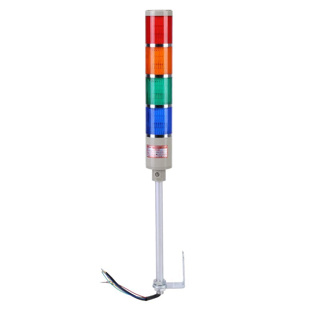 Industrial Signal Light Column 4 Layers Tower Light Stack Lamp Red Green Yellow Blue Four Colors LED Alarm Flash Warning Industrial Signal Light Indicator with Holder(110V)