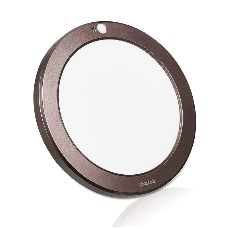 Youtob Motion Sensor Light LED Ceiling Light with 30s/180s Timeout Adjustable 3 Colors,15W 1500lm Round Lighting Fixture for Porches, Closets, Stairs(3000k/4000k/5000k Available) (Bronze) Bronze