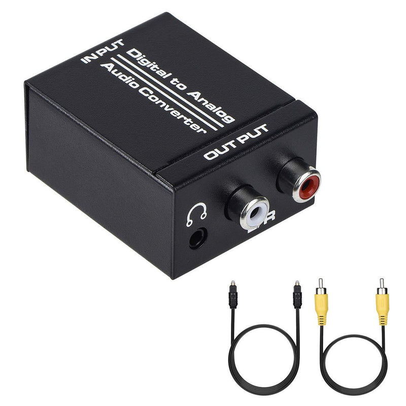 Anber-Tech Digital to Analog Audio Converter, Optical SPDIF Toslink Coaxial to Analog Stereo L/R and 3.5mm Jack DAC Converter with Optical &Coaxial Cable and Power Adapter for PS4 HDTV DVD Headphone