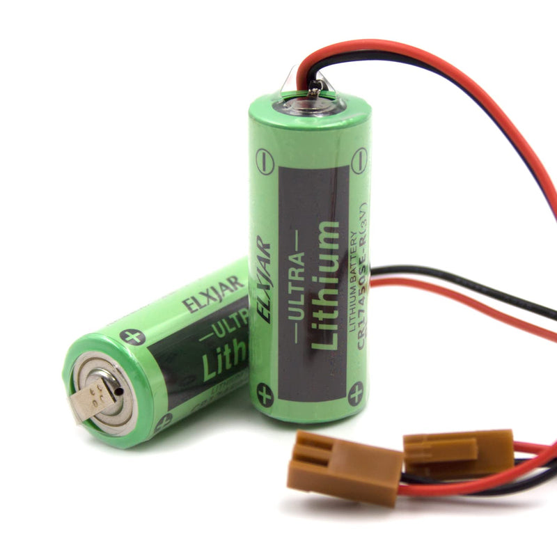 (2-Pack) 3V 2200mAh PLC Replacement Battery for SANYO CR17450SE-R A98L-0031-0012 - CR17450-17450, FANUC CNC Series Power Mate iD, PowerMate iH, 0i-B/0i-Mate-B, 15-B, 15i-A, 15i-B, 16/18-B, 16i/18i/21i