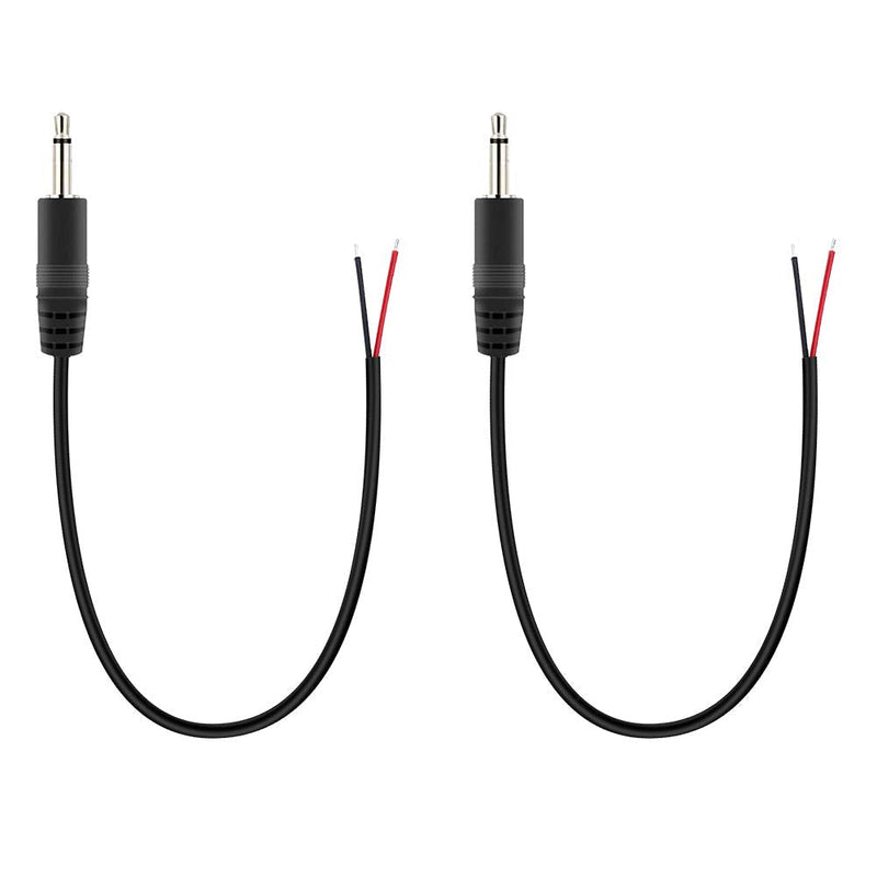 Fancasee (2 Pack) Replacement 3.5mm Male Plug to Bare Wire Open End TS 2 Pole Mono 1/8" 3.5mm Plug Jack Connector Audio Cable Repair