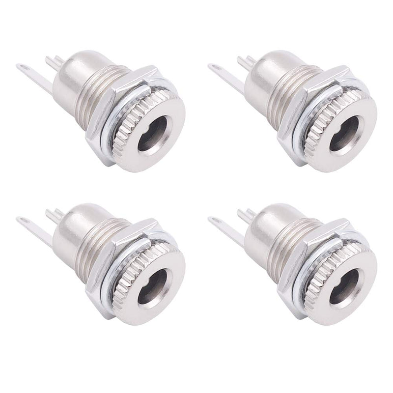 Fancasee (4 Pack) 5.5mm x 2.5mm Female DC Power Jack Socket Panel Mount 2 Pin Solder Type Metal Power Supply Jack Connector Adapter Socket