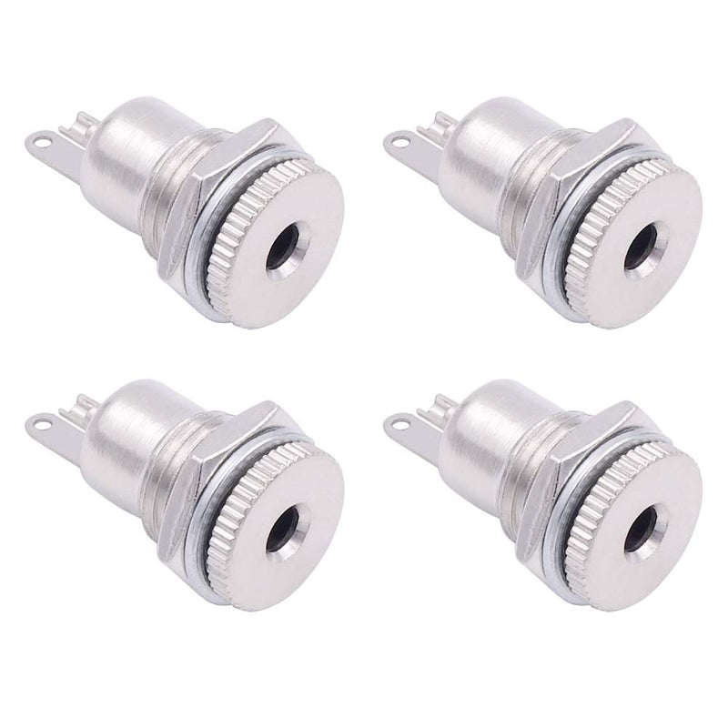 Fancasee (4 Pack) 3.5mm x 1.35mm Female DC Power Jack Socket Panel Mount 2 Pin Solder Type Metal Power Supply Jack Connector Adapter Socket
