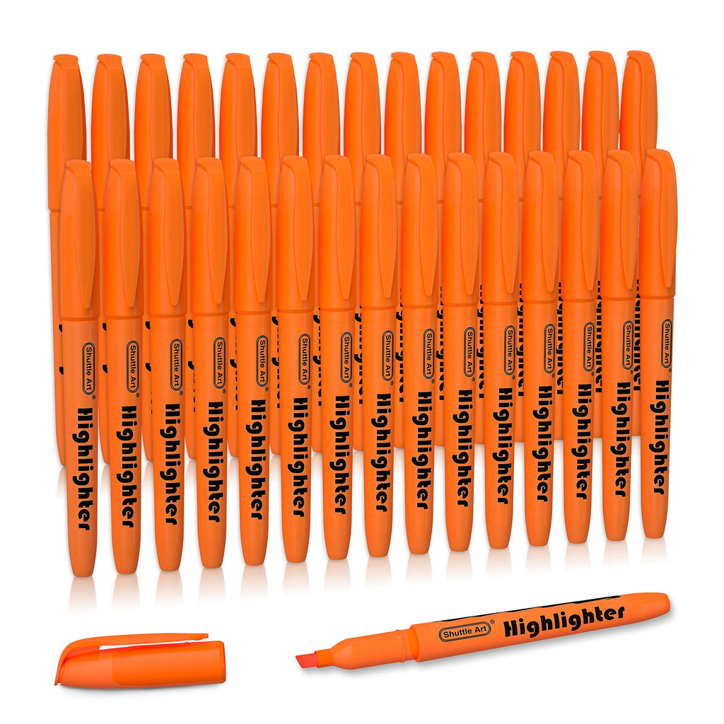 Highlighters, Shuttle Art 30 Pack Highlighters Bright Colors, Orange Colors Chisel Tip Dry-Quickly Non-Toxic Highlighter markers for Adults Kids Highlighting in the Home School Office