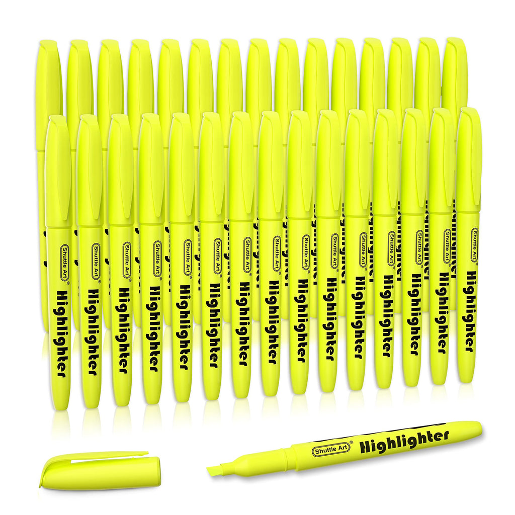 Yellow Highlighters, Shuttle Art 30 Pack Highlighters Bright Colors, Chisel Tip Dry-Quickly Non-Toxic Highlighter markers for Adults Kids Highlighting in Home School Office