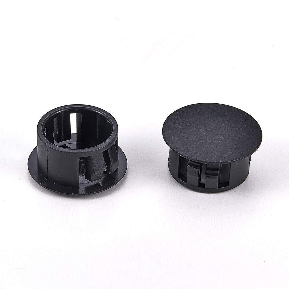 Fielect 20pcs Hole Plugs 16mm x 10.2mm Black Nylon Round Snap Panel Locking Hole Plugs Cover Cable Snap Bushing SKT-16