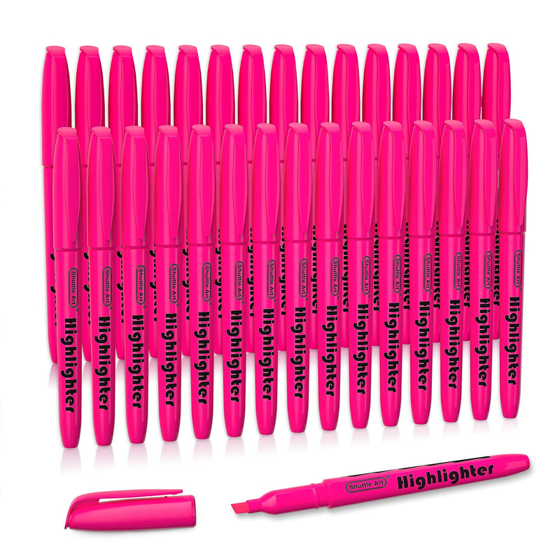 Highlighters, Shuttle Art 30 Pack Highlighters Bright Colors, Pink Colors Chisel Tip Dry-Quickly Non-Toxic Highlighter markers for Adults Kids Highlighting in the Home School Office