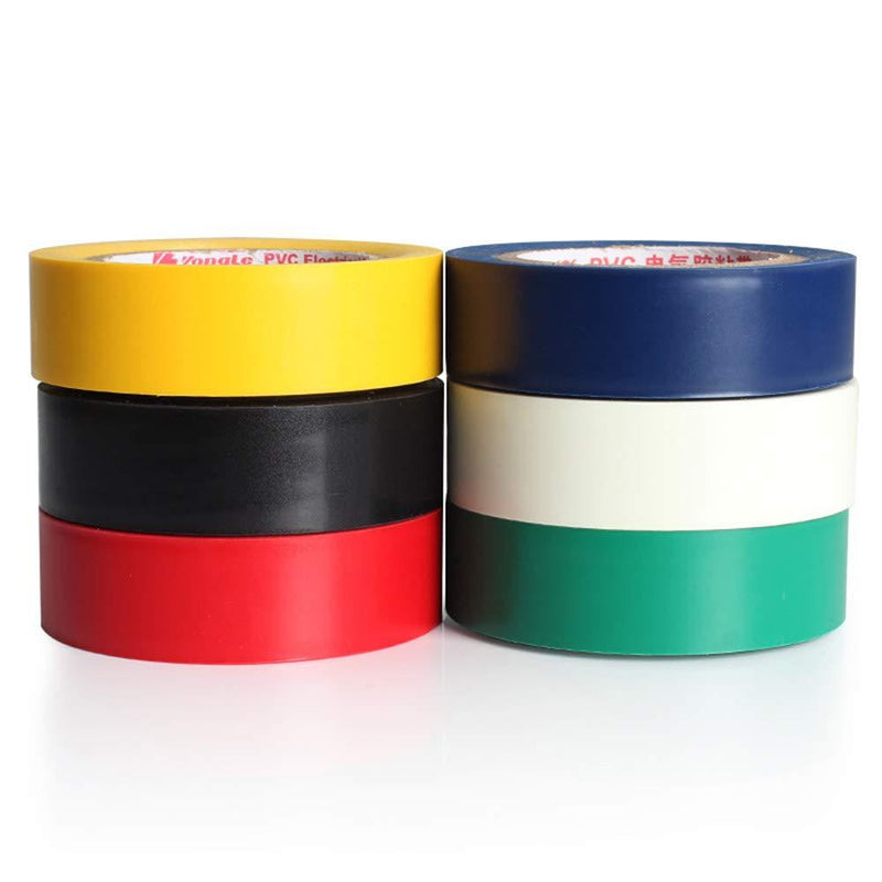 Weather-Resistant Colored Electrical Tape – 6 Pk Waterproof, Flame Retardant, Strong Rubber Based Adhesive, Color Code Your Electric Wiring Safely, UL Listed to 600V, 66foot x 3/4"