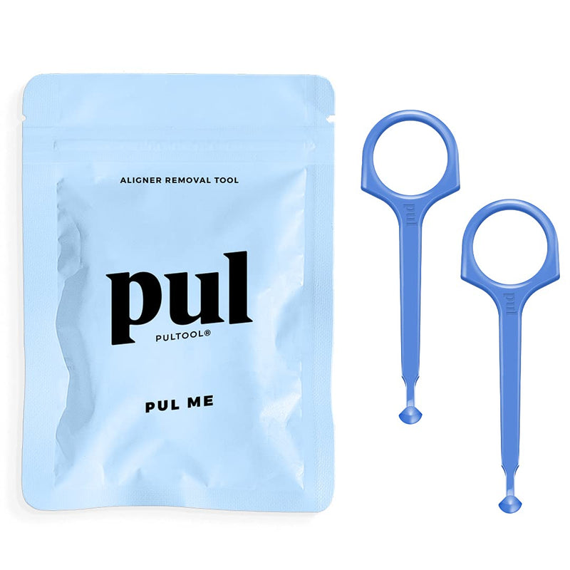 Clear Aligner Removal PUL Tool for Invisalign Removable Braces & Trays by The Pultool | Compatible with Removable Braces, Aligners, Retainers, & Dentures | Hygienic, Durable, Compact (2, Blue) 2 Pack