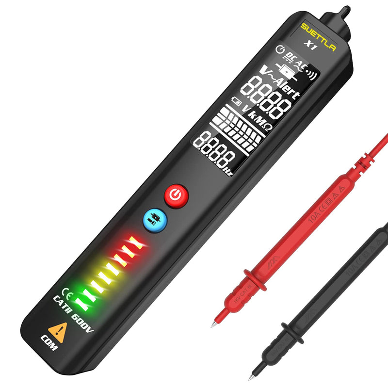 Voltage Tester/Non-Contact Voltage Tester Pen,Dual Range AC 6V-1000V/90V-1000V with LCD Display,Electrical AC Detector for Live Null Wire Tester,2-IN1 Black,6.3x1.22x1.1inch (0.43LB)