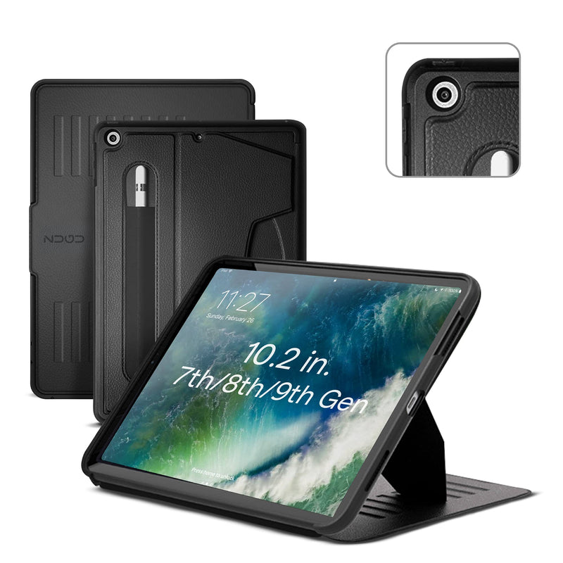 ZUGU CASE for iPad 10.2 Inch 7th / 8th / 9th Gen (2021/2020/2019) Protective, Thin, Magnetic Stand, Sleep/Wake Cover - Black (Model #s A2197 / A2198 / A2200 / A2270 / A2428 / A2429 / A2430) Black - iPad (7th/8th/9th Gen) 10.2 IN