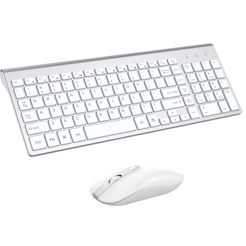 Wireless Keyboard Mouse Combo, cimetech Compact Full Size Wireless Keyboard and Mouse Set 2.4G Ultra-Thin Sleek Design for Windows, Computer, Desktop, PC, Notebook, Laptop - Silver
