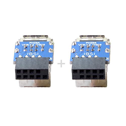 CY 2pcs Dual USB 2.0 Female to 9Pin/10Pin Motherboard Female Header Adapter Vertical Type