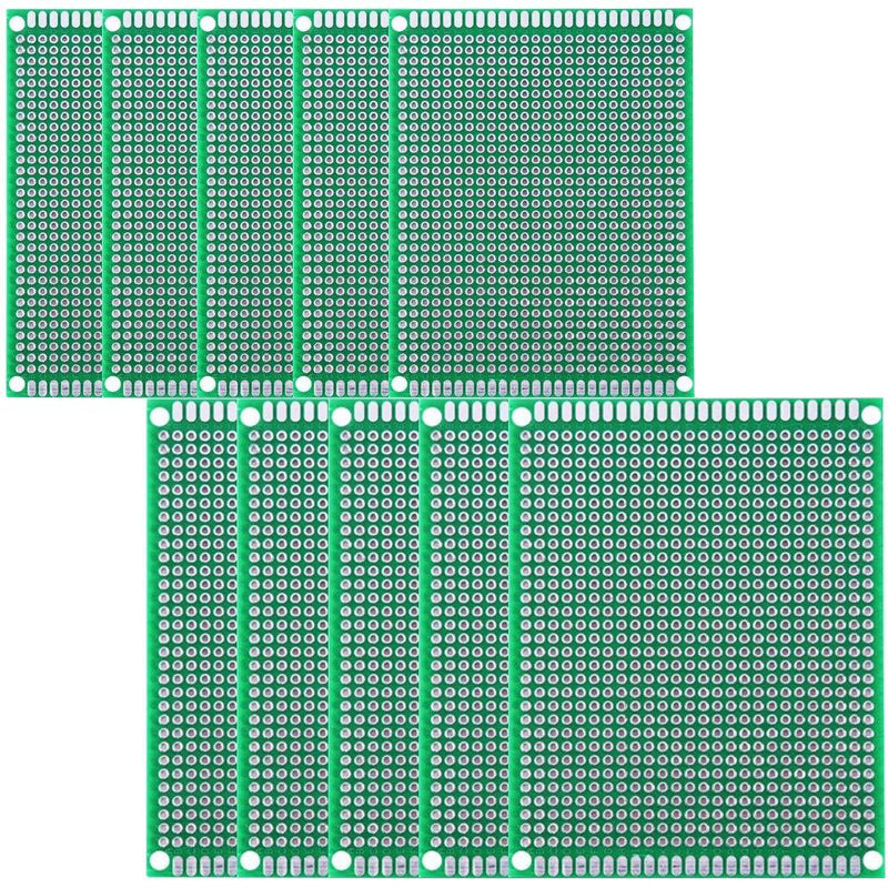 YUNGUI PCB Board,7x10cm 8x12cm Prototype Printed Circuit Board Soldering and Electronic Breadboard Kit(10 Pieces)