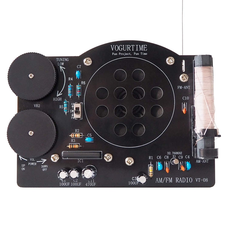 AM FM Radio Kit Soldering Project Kit for Learning Practicing Teaching Electronics, Great STEM Project and Gift, New Version Black-Black