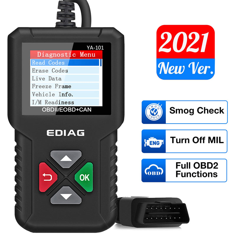 EDIAG Car OBD2 Scanner YA-101 Car Code Reader for Check Engine Light,O2 Sensor,EVAP Test, On-Board Monitor Test,Smog Check,Code Reader OBD2 Diagnostic Scan Tool for All OBD2 Protocol Cars Since 1996