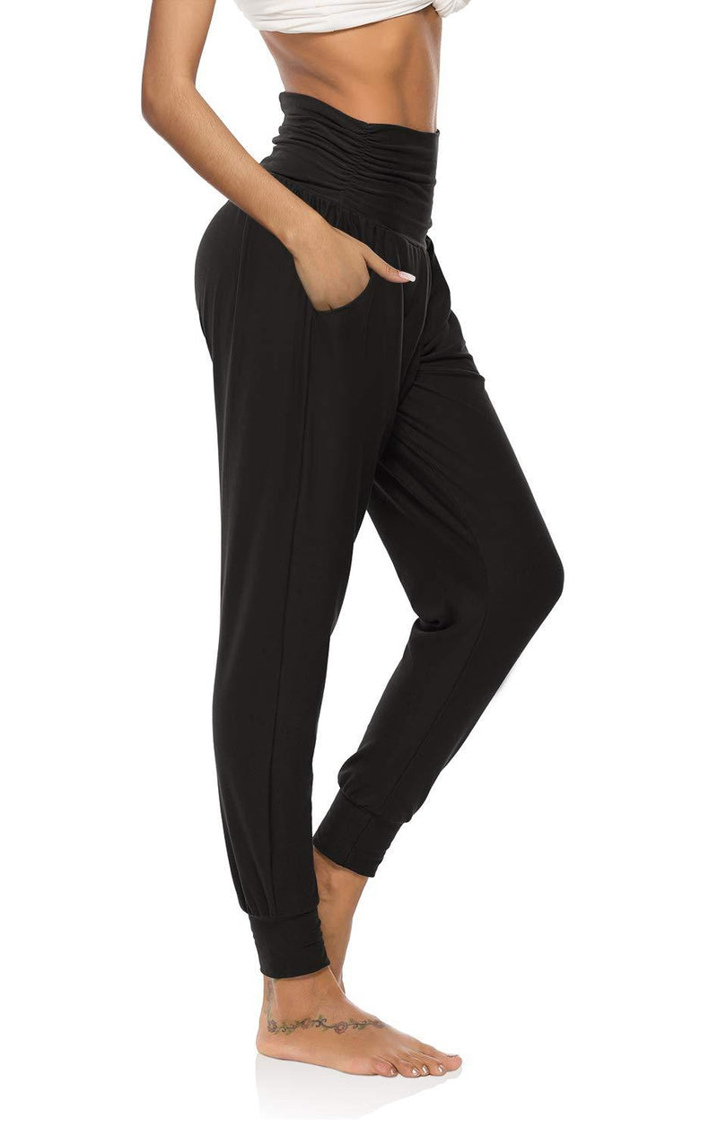 DIBAOLONG Womens Yoga Sweatpants Loose Workout Joggers Pants Comfy Lounge Pants with Pockets Small Black