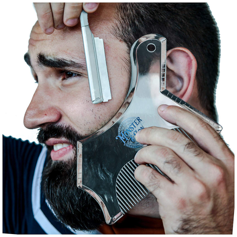 Monster&Son Beard Shaping Tool - Classic Oversized Design (Clear) Clear