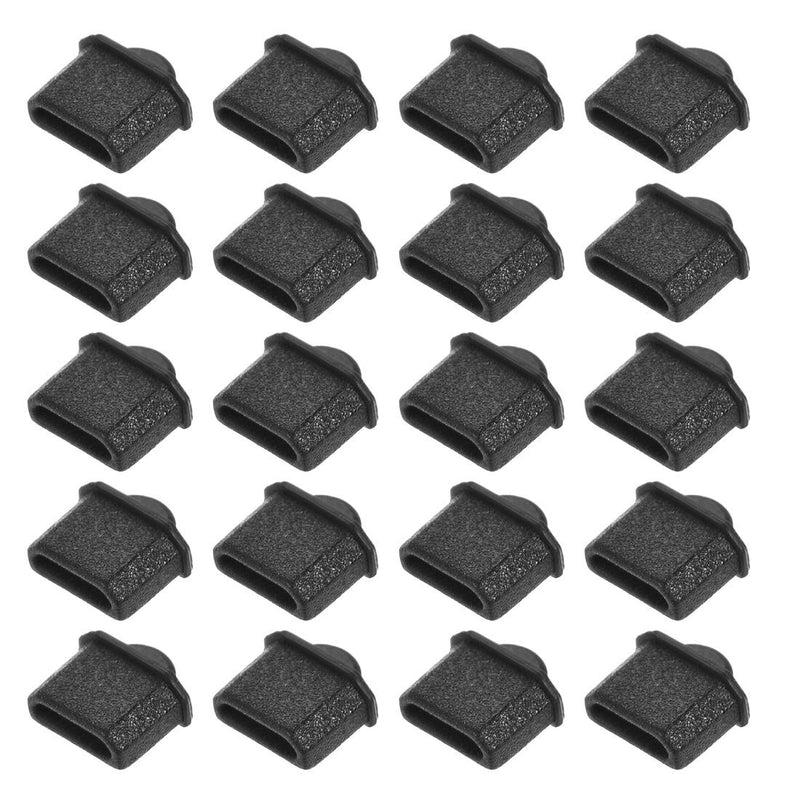 uxcell 20pcs Micro Silicone Protectors Male Port Anti Dust Cap Cover Black