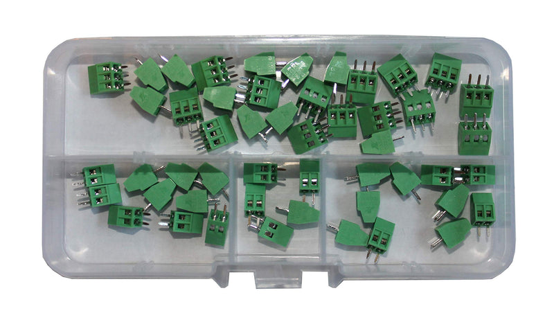 Screw Terminal Block 2.54mm Pitch 2 & 3 Pole (50 Piece Kit) by QSU