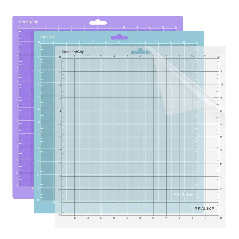 REALIKE 12x12 Cutting Mat for Cricut Explore One/Air/Air 2/Maker(3 Mats), Gridded Adhesive Non-Slip Cut Mat for Crafts, Quilting, Sewing and All Arts (Variety) Variety for Cricut 12*12 (3 Mats)