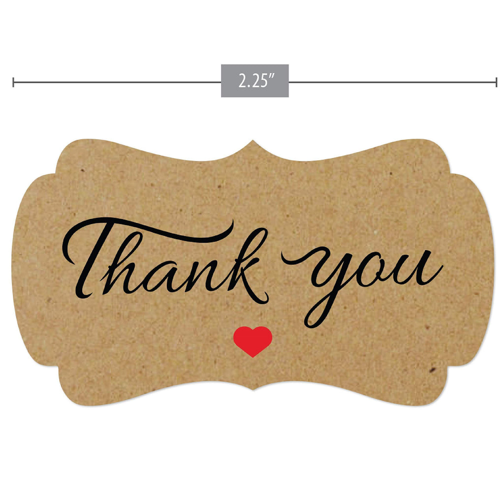 500 Kraft Thank You Sticker Labels | 2.25" x 1.25" Size | Highly Recommended for Birthdays, Weddings, Bridal Showers and Perfect for Small Business Owners …