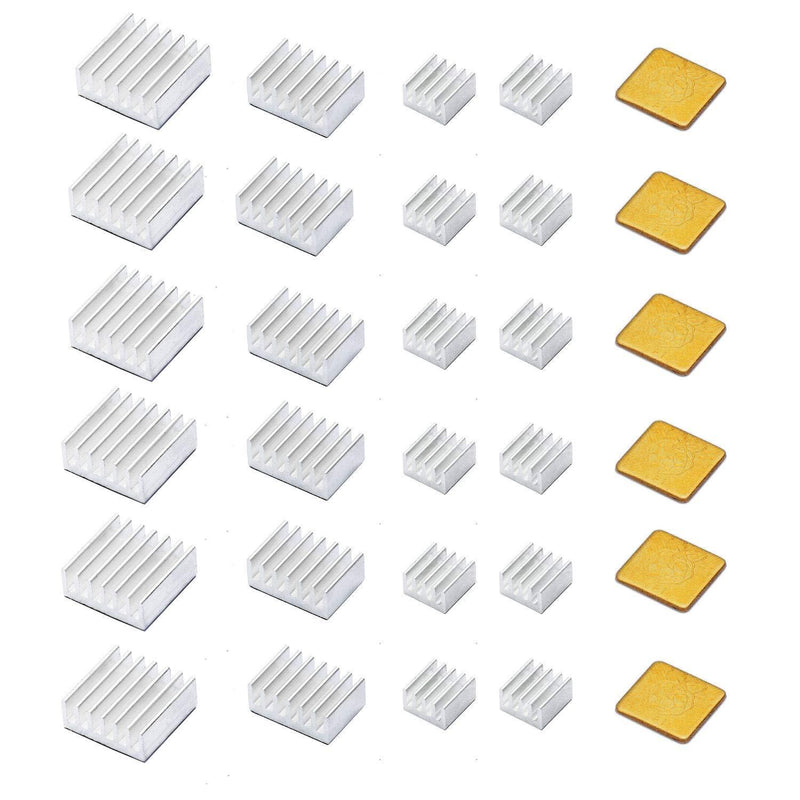 30 PCS Raspberry Pi 4 Heatsink Kit with Thermal Conductive Adhesive Tape, Aluminum Heat Sink Cooler and Copper Heatsink for Raspberry Pi B B+ 2/3/4