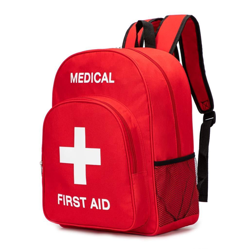 PAXLamb Red First Aid Bag Empty First Aid Backpack Empty Medical Storage Bag for First Aid Kits Pack Emergency Hiking Backpacking Camping Cycling Travel Car (15.7*11.8*5.9")