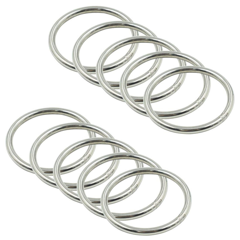 Rannb Multi-Purpose O Ring Welded Stainless Steel Rings 4mm/0.16" Thick 50mm/2" Outer Dia - Pack of 10pcs 50mm Dia 4mm Thick