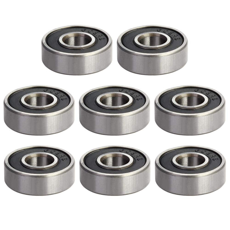 Othmro 8Pcs 608-2RS Deep Groove Ball Bearings, Double Rubber Sealed Bearings, High Carbon Steel Roller Guide Bearings 0.31x0.87x0.28inch for Scooters Skateboards Ship Rudder Shafts Dental Equipment 8*22*7mm