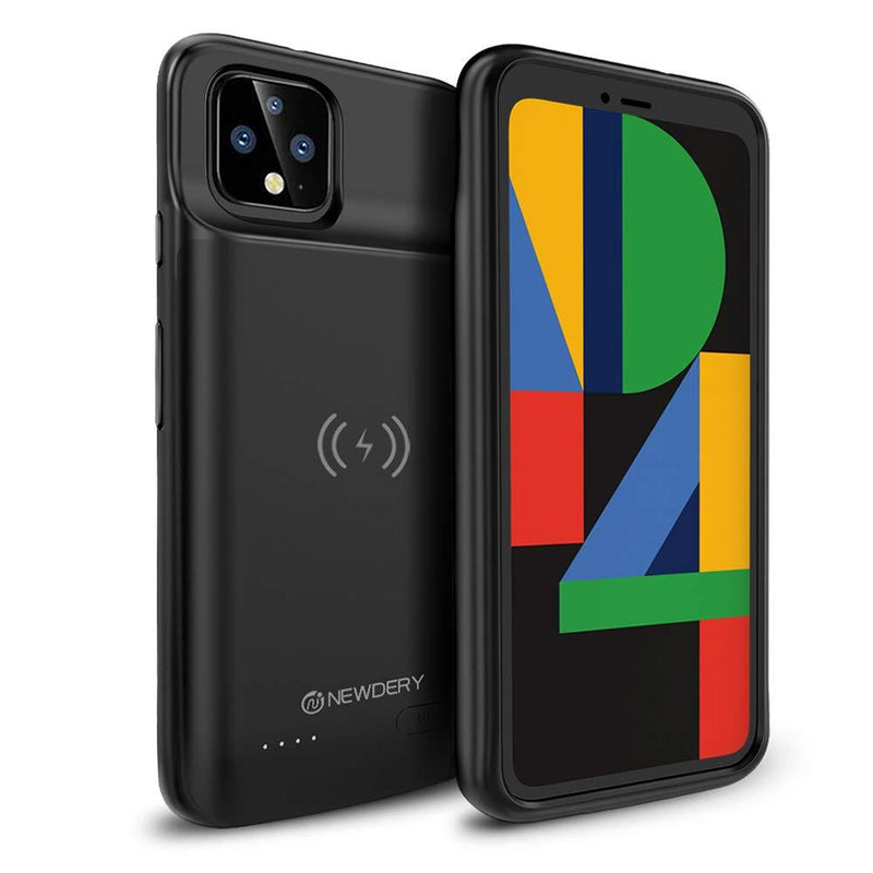 NEWDERY Google Pixel 4 Battery Case, Qi Wireless Charging Compatible, 5000mAh Slim Extended Rechargeable Charger Case Compatible Google Pixel 4