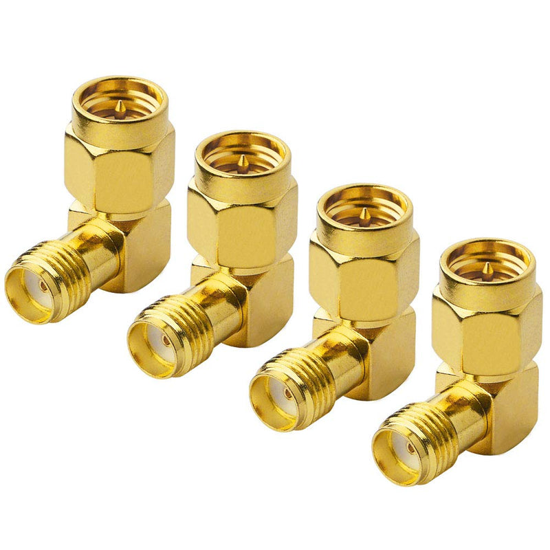 onelinkmore SMA Male to Female Right Angle 90-Degree Adapter Gold Plated Contacts Pack of 4â€¦ 90 Degree