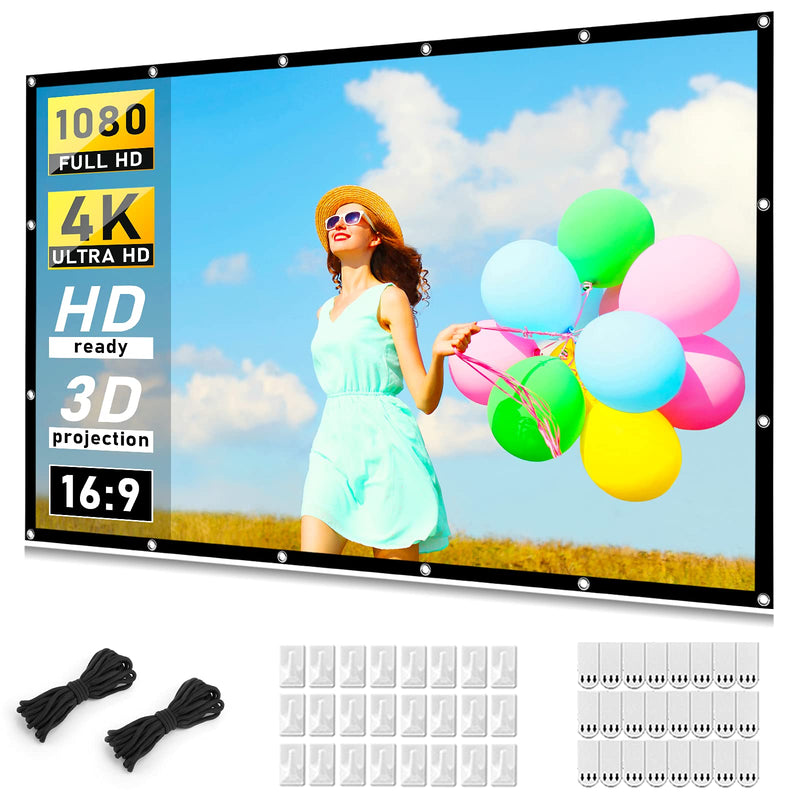 Projector Screen 120 inch, Taotique 4K Movie Projector Screen 16:9 HD Foldable and Portable Anti-Crease Indoor Outdoor Projection Double Sided Video Projector Screen for Home, Party, Office, Classroom