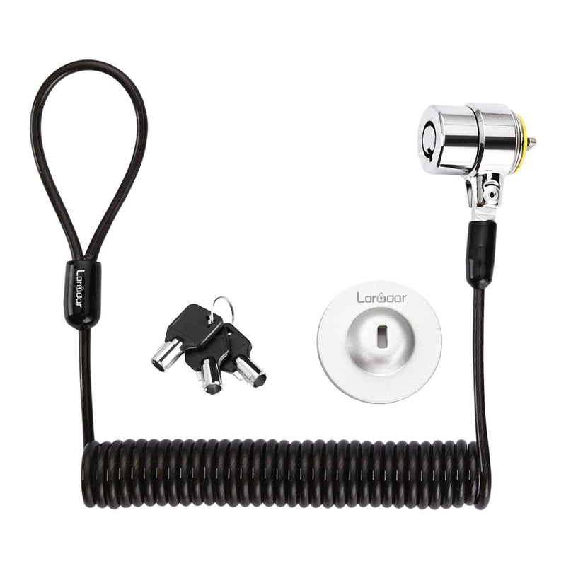 LORADAR Security Hardware Cable Lock Kit ,Retractable Cable Lock Portable Keyed Laptop Lock 3 Keys 6.2Ft for Monitors, Laptops, MacBooks, Tablets, iPad,Mac Mini, (Keyed Different)