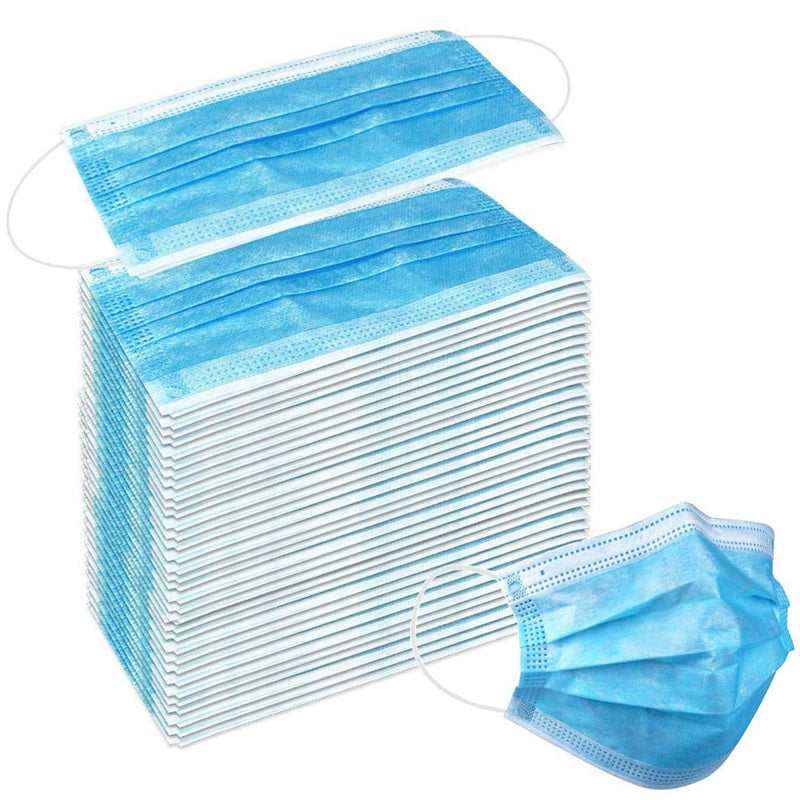 Wecolor 120 Pack Disposable Face Masks with Elastic Ear Loop, 3 Ply Breathable (Blue) 120 Count (Pack of 1) Blue