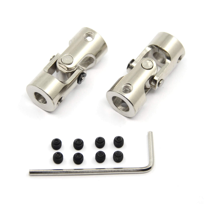 Befenybay 2 Pcs 6mm to 8mm Universal Joint Shaft Coupling with Screws for Motor 6-8mm Silver
