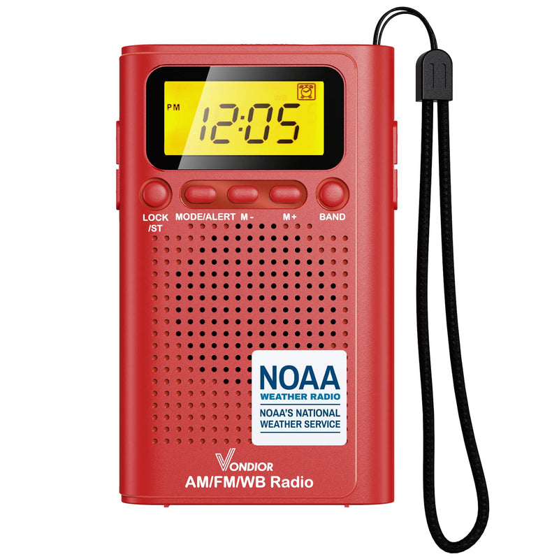 NOAA Weather Radio - Emergency Digital Radio WB/AM/FM - Alert Mode - Portable Radio with Best Reception and Longest Lasting Transistor. Powered by 2 AAA Battery with Mono Headphone Socket, by Vondior 0