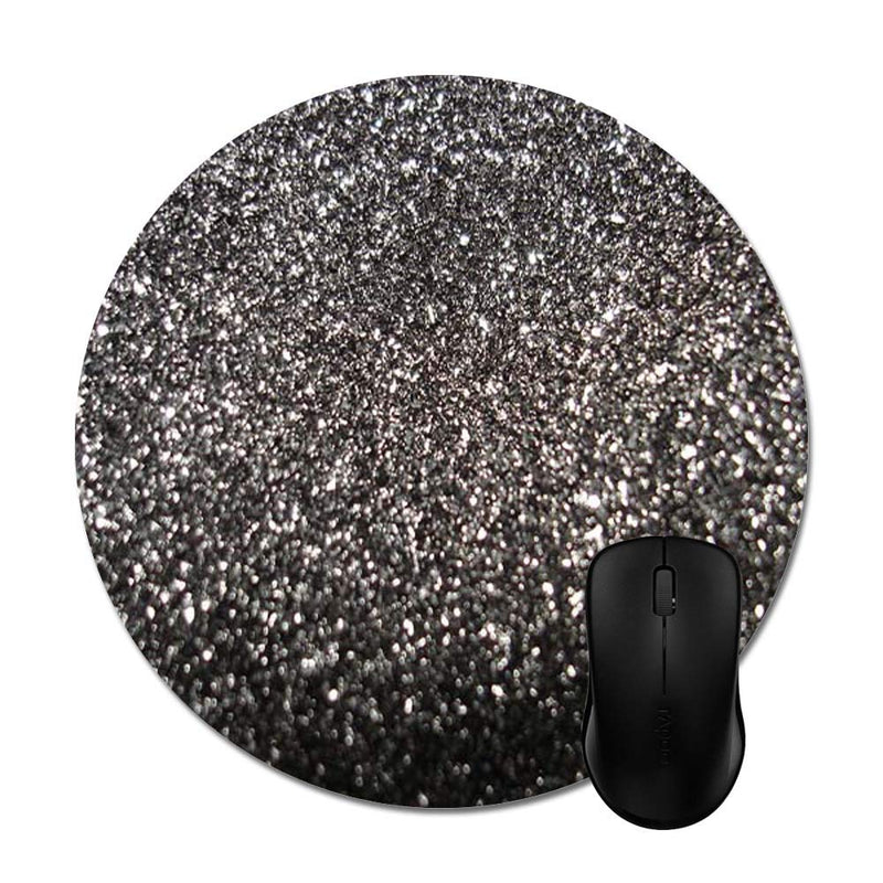 Glitter Black Bling Mouse Pads Stylish Office Accessories(8" Round) 8"